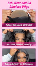 Load image into Gallery viewer, how to put on a lace wig. adjust the band inside to fit your head snug. no glue or gel needed
