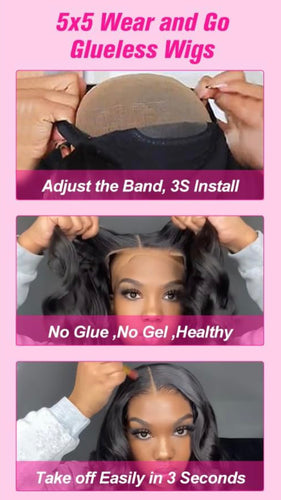 how to put on a lace wig. adjust the band inside to fit your head snug. no glue or gel needed